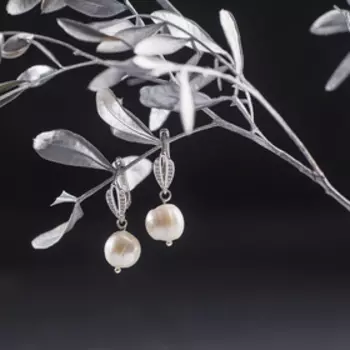 Серьги посеребрение "Жемчуг речной" шар №9