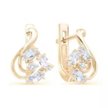 Серьги позолота "Красота" 10-05229, цвет белый в золоте