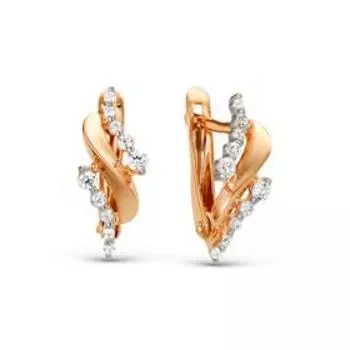 Серьги позолота "Красота" 10-06129, цвет белый в золоте