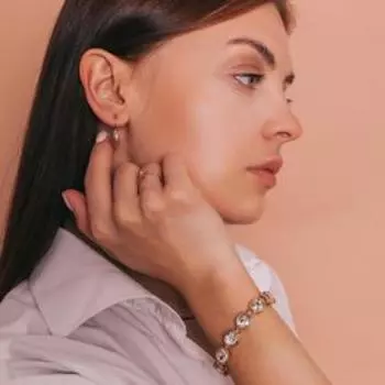 Серьги «Листочек» малый, розовое золочение