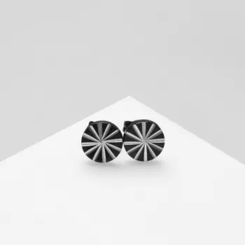 Серьги металл «Пусеты» стальные, грани, цвет чёрный