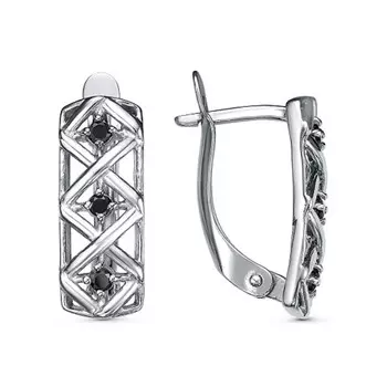 Серьги "Ромбы", посеребрение с оксидированием, цвет чёрный