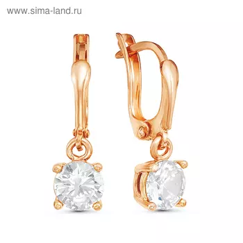 Серьги "Роса" розовое золочение, цвет белый