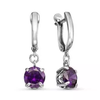 Серьги "Росинка", посеребрение с оксидированием, цвет фиолетовый