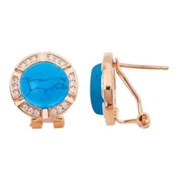 Серьги с бирюзой "Луна", позолота с родированием