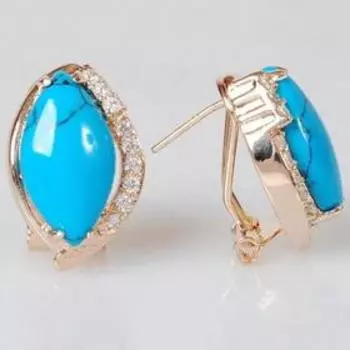 Серьги с бирюзой "Венеция", позолота с родированием