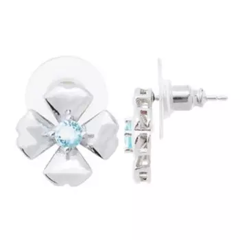 Серьги с голубым фианитом "Клевер 4 листа", родирование