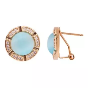 Серьги с голубым кошачьим глазом "Луна"