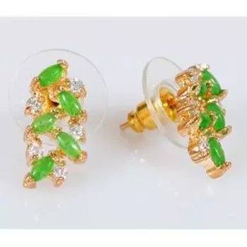 Серьги с хризопразом "Косичка", позолота с родированием