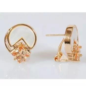 Серьги с перламутром и фианитом шампань "Меркурий", позолота с родированием