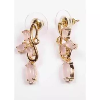 Серьги с розовым кварцем "Нерине", позолота с родированием