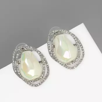 Серьги с жемчугом «Абстракция» желание, цвет белый в серебре, камень форма и цвет МИКС