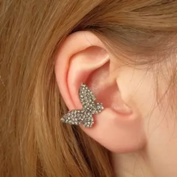 Серьги с жемчугом «Бабочка» асимметрия, цвет белый в серебре