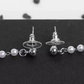 Серьги с жемчугом "Бабочка" крылья, цвет белый в серебре