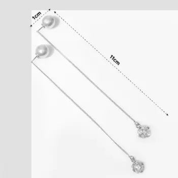 Серьги с жемчугом «Бусина» кружки, белые в серебре