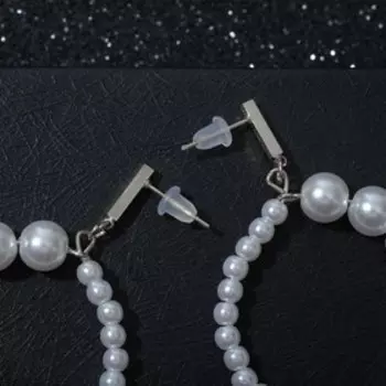 Серьги с жемчугом "Кольцо", цвет белый в серебре