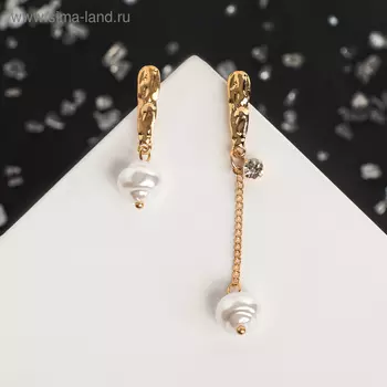 Серьги с жемчугом "Разность", цвет белый в золоте