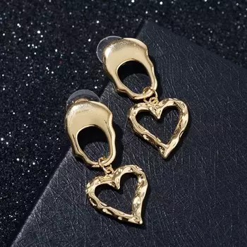 Серьги "Сердца" с овалами, цвет золото