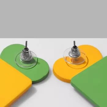 Серьги «Сердце» с квадратом, цвет жёлто-зелёный