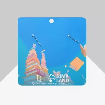 Серьги «Школа» яблоко и книги, цветные в серебре