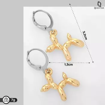Серьги со съёмным элементом «Собачка» игрушечная, цвет золото