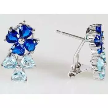 Серьги со шпинелью "Цветы" дуо, родирование