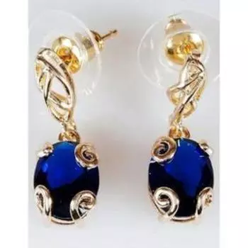 Серьги со шпинелью "Лагуна", позолота с родированием