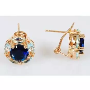 Серьги со шпинелью "Лепестки", позолота с родированием