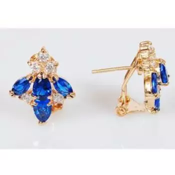 Серьги со шпинелью "Лилия", позолота с родированием