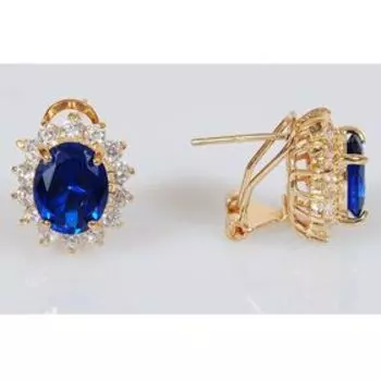 Серьги со шпинелью "Овал в цирконах", позолота с родированием