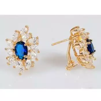 Серьги со шпинелью "Стразы", позолота с родированием