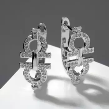 Серьги со стразами "Богема" крепление, цвет белый в серебре