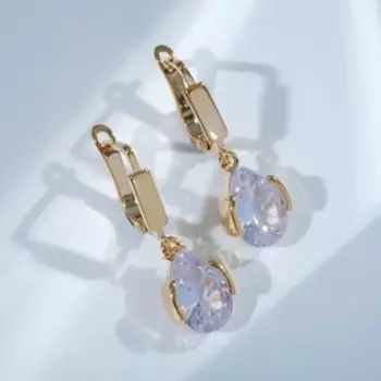 Серьги со стразами "Циркония" сосуд, цвет белый в золоте