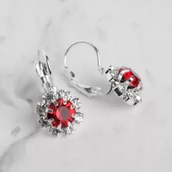 Серьги со стразами "Круг" вечеринка, цвет МИКС