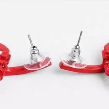 Серьги со стразами "Лассо", цвет красный