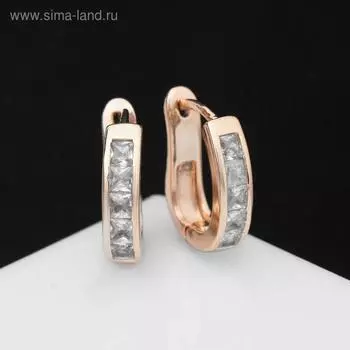 Серьги со стразами "Магия" дорожка, крупные вставки, цвет белый в золоте