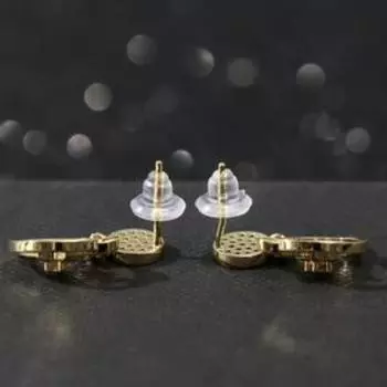 Серьги со стразами "Орбита" два кольца, цвет белый в золоте