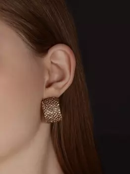 Серьги со стразами QF «Блеск» дуга, цвет золото