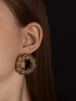 Серьги со стразами QF «Блеск» кольцо, цвет золото