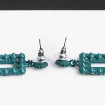 Серьги со стразами "Вуаль" грани, цвет зелёный