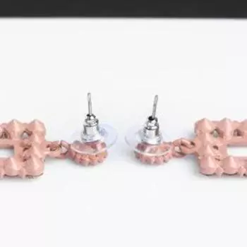 Серьги со стразами "Вуаль" грани, цвет золотой в бежевом металле