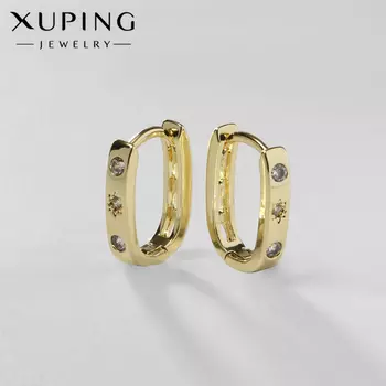 Серьги со стразами XUPING арфа со ставками, белые в золоте