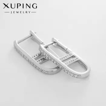 Серьги со стразами XUPING арфа страсть, цвет белый в серебре