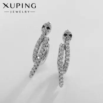 Серьги со стразами XUPING блеск, белые в серебре
