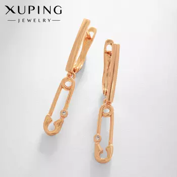 Серьги со стразами XUPING булавка, белые в розовом золоте