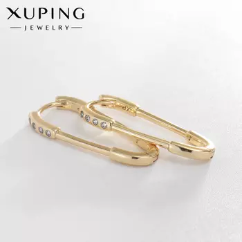 Серьги со стразами XUPING булавка классика, белые в золоте