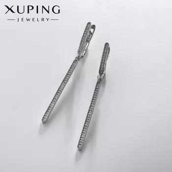 Серьги со стразами XUPING гордость, белые в серебре
