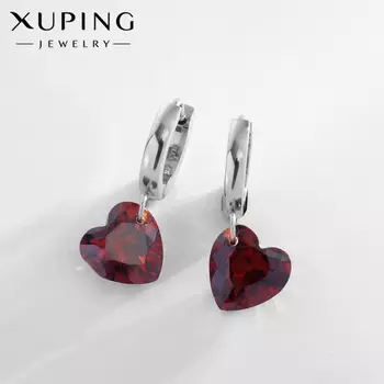 Серьги со стразами XUPING капля стиль, цвет серебро