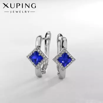 Серьги со стразами XUPING рай, синие в серебре