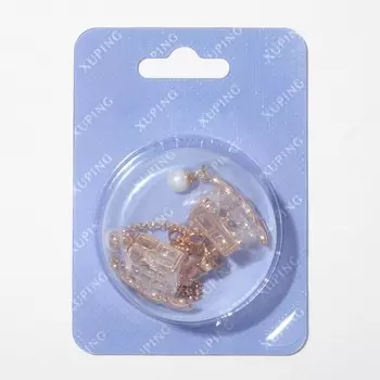 Серьги со стразами XUPING ряд сердец, цвет белый в золоте